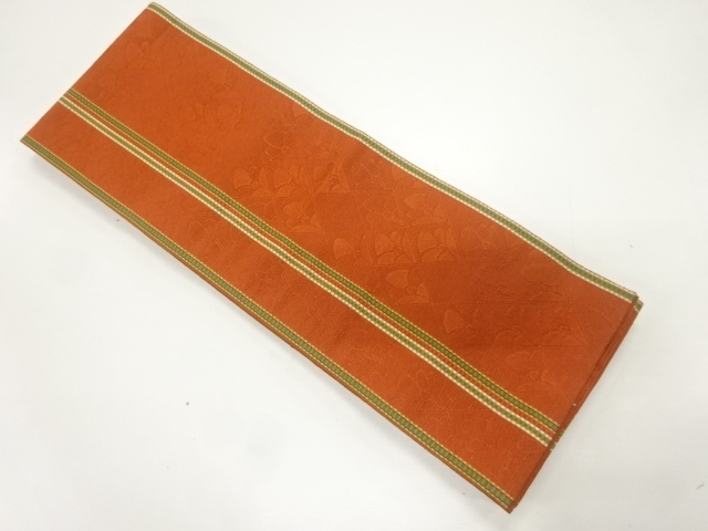JAPANESE KIMONO / HANHABA OBI / SILK / WOVEN STRIPE & FLOWERS